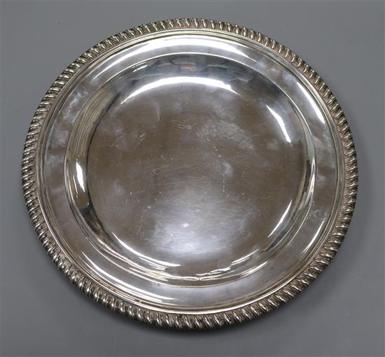 A George III gadrooned silver dish, London 1772 500 grams